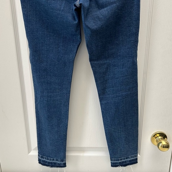 Topshop Jamie Skinny Jeans High Rise Ankle Crop Split Raw Hem Front Seam Blue 26 - Picture 10 of 16